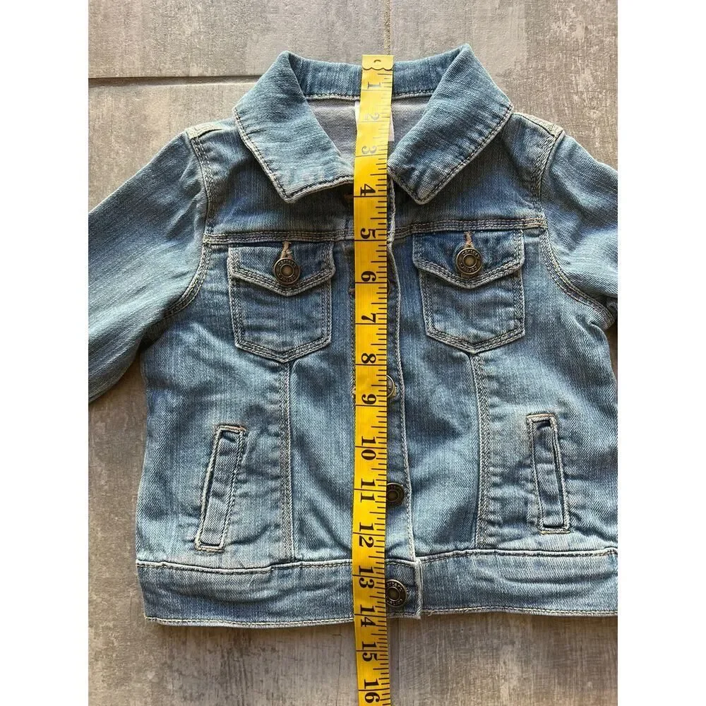 Little Girl Toddler Blue Jean Jacket Denim Cotton Fall Spring Coat 3T Stretch